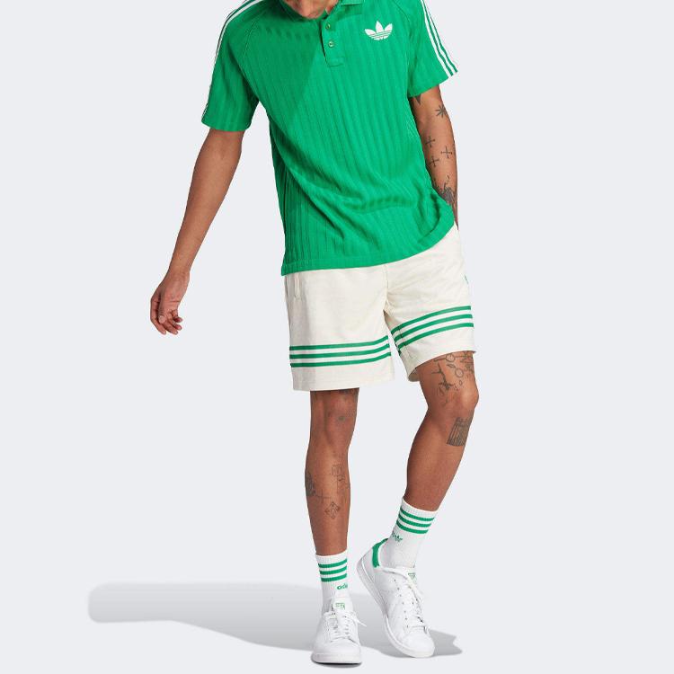 Adidas Originals SS23 Adicolor 70s Retro Series Logo Print Color Block Shorts Men Shorts Beige IP6974