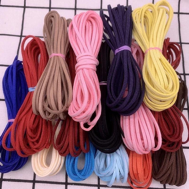 5yards/lot 3 Mm Flat Faux Suede Braided Cord Korean Velvet Leather Handmade Thread String Rope For DIY Jewelry Making Supplies
