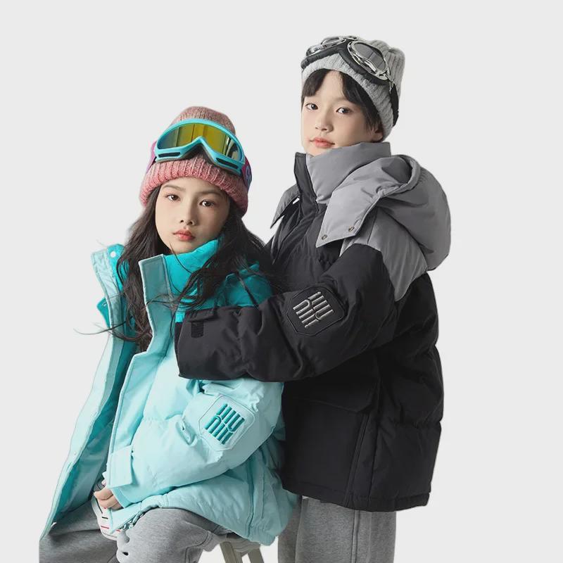 2024 Barns Tre-Proof Kontrastfärgad Dunjacka med 90% Vitt Ankdun