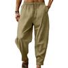 Pantaloni da uomo con coulisse, elastico in vita, gamba larga, a righe, cavallo profondo, tinta unita, larghi, morbidi, traspiranti, sportivi