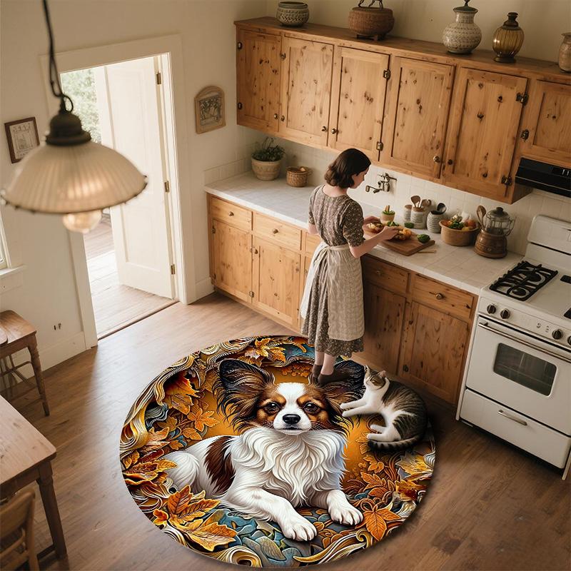 Embossed Dog Round Area Rug,Carpet Rug for Living Room Bedroom Sofa Playroom Decor,Non-slip Floor Mat