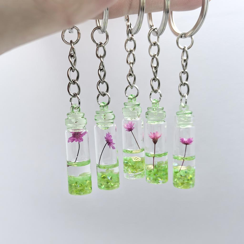 5 Pcs Creative Luminous Wishing Bottle Keychain Immortal Flower Bottle Pendant Couple Family Keychain Pendant