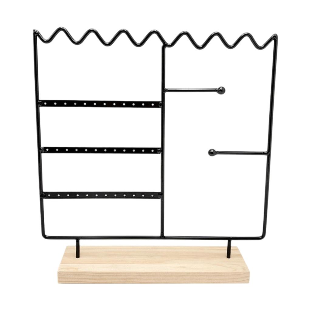Wood Base Jewelry Display Stand with Detachable Funtion Earring Organizer for Tabletop Storage Home Shop Decoration
