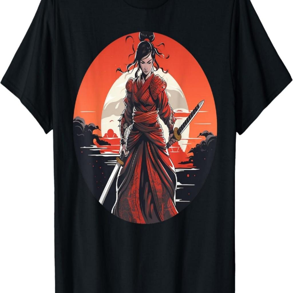 Samurai Girl Vintage Retro Sakura Cherry Blossom T-Shirt(29)