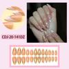 Elegant Acrylic False Nail Almond Shape with Floral Pattern and Gold Detail Stick On Nail for Manicure 24 Pieces