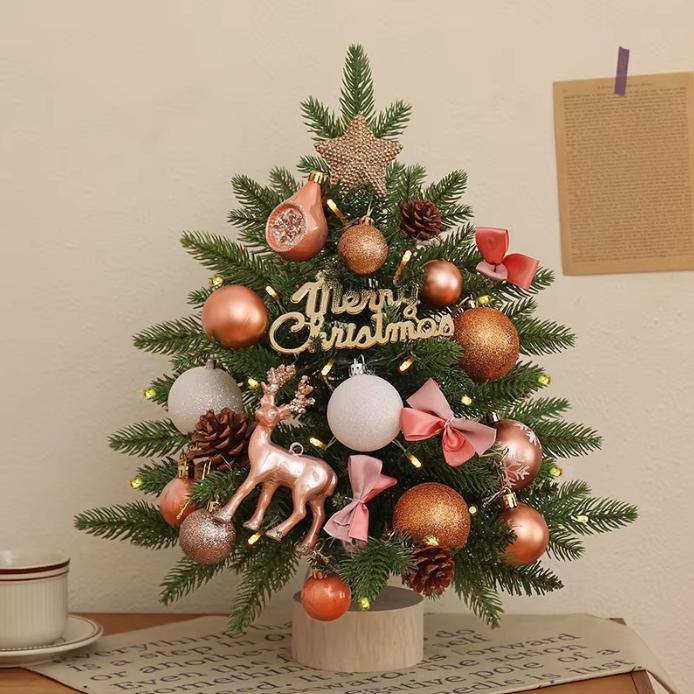 Christmas Tree Christmas Decorations Indoor Arbol De Navidad Con Luces Small Christmas Tree with Lights Warm Wooden Base for Christmas Decor Home