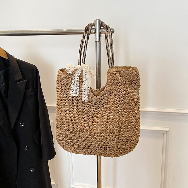

Yogodlns Woven Beach Bag Vintage Handmade Woven Shoulder Bag Raffia Rattan Bags Bohemian Ladies Summer Travel Vacation Casual Tote Bag style 1 хакі