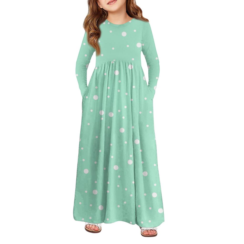 Girls' Maxi Dress - Long Sleeve Pocket Dress