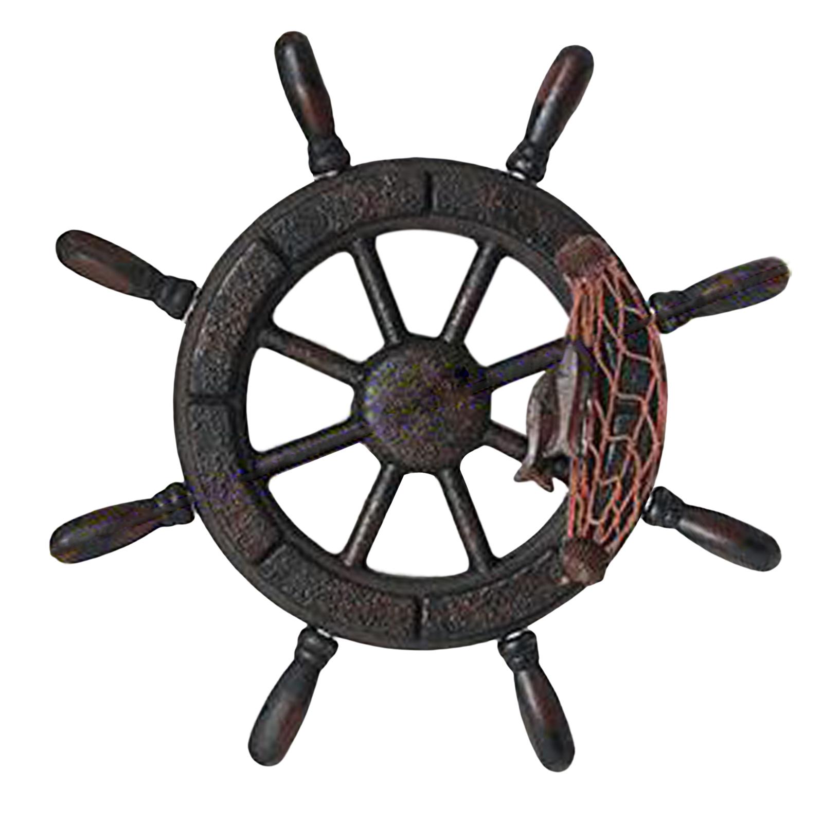 

Wooden Hanging Ship Rudder Nautical Wall Decor Vintage Steering Wheel Ornament for Modern Home Decoration Accessories 32x3x32cm