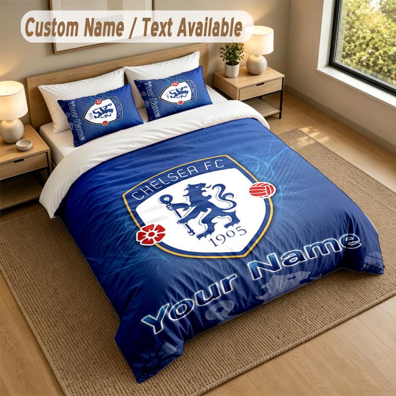 3Pcs Bedding Set Custom Name Text, 1 Sheet 2 Pillowcases Home Bed DecorChelsea FC