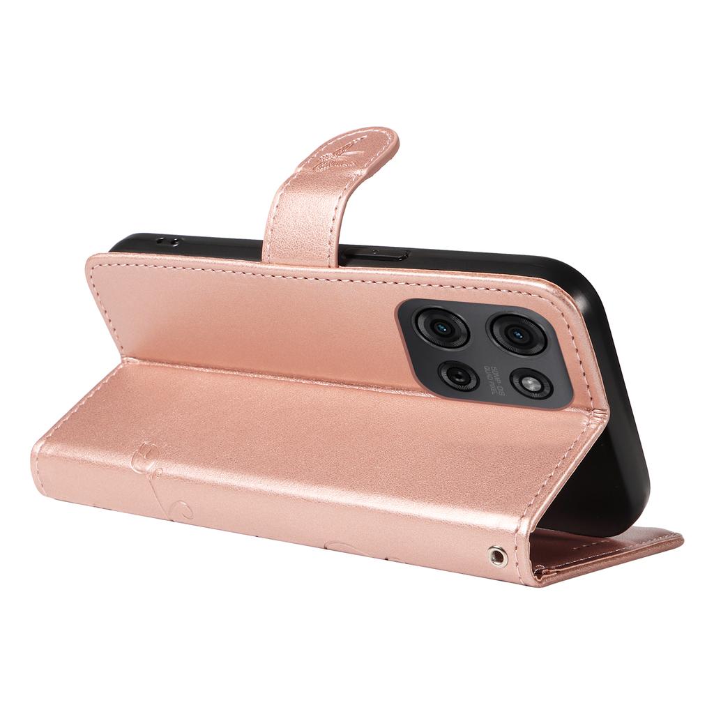 For Motorola Moto G75 5G PU Leather Cases Flower Pattern Wallet Stand Phone Cover with Strap