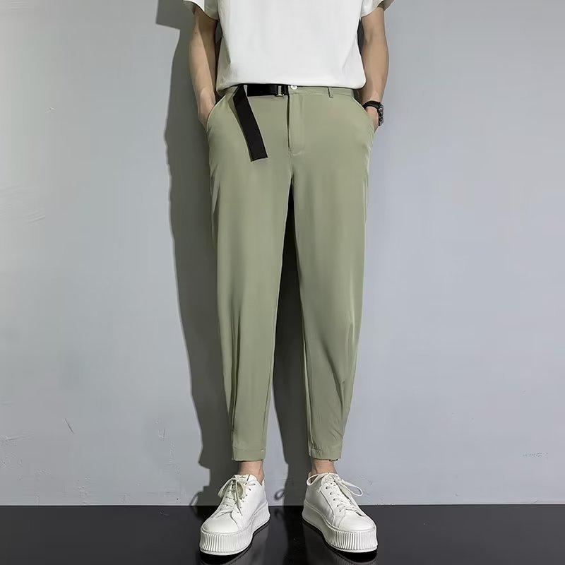 Fashion simple youth popular ins lazy solid color trendy trousers men's casual trend summer trousers new