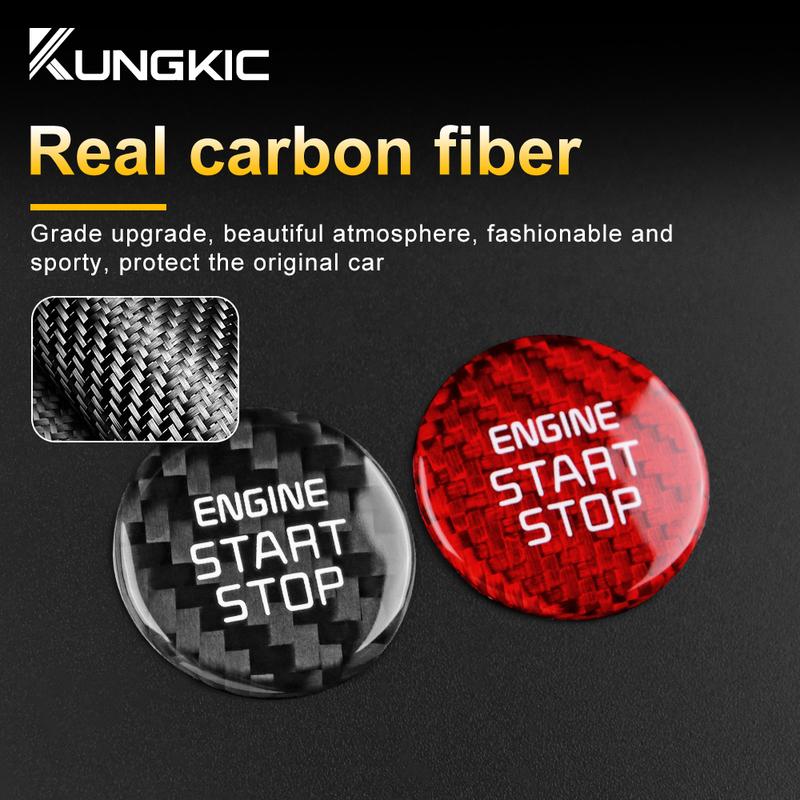 Real Hard Carbon Fiber Sticker For Kia Stinger 2019 2020 2021 2022 2023 Car Start Engine Stop Button Cover Interior Trim