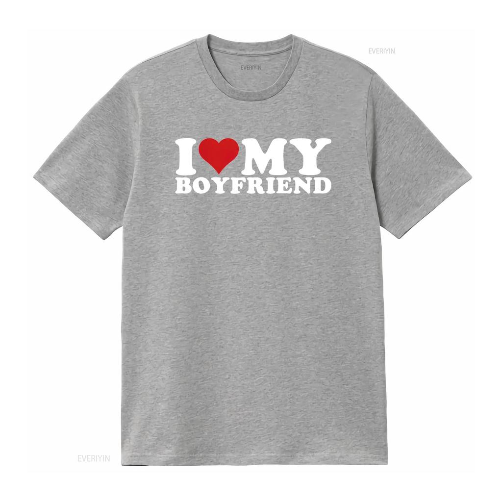 I Love My Boyfriend Heart BF T Shirt Black L Vintage Washed Designer Clothes Graphic Soft Homme Top For Everyday Wear