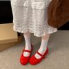 Queen Fan Red Retro French Light Mouth Single Shoes Women's 2025 New Autumn Skirt Versatile Mary Jane Shoes