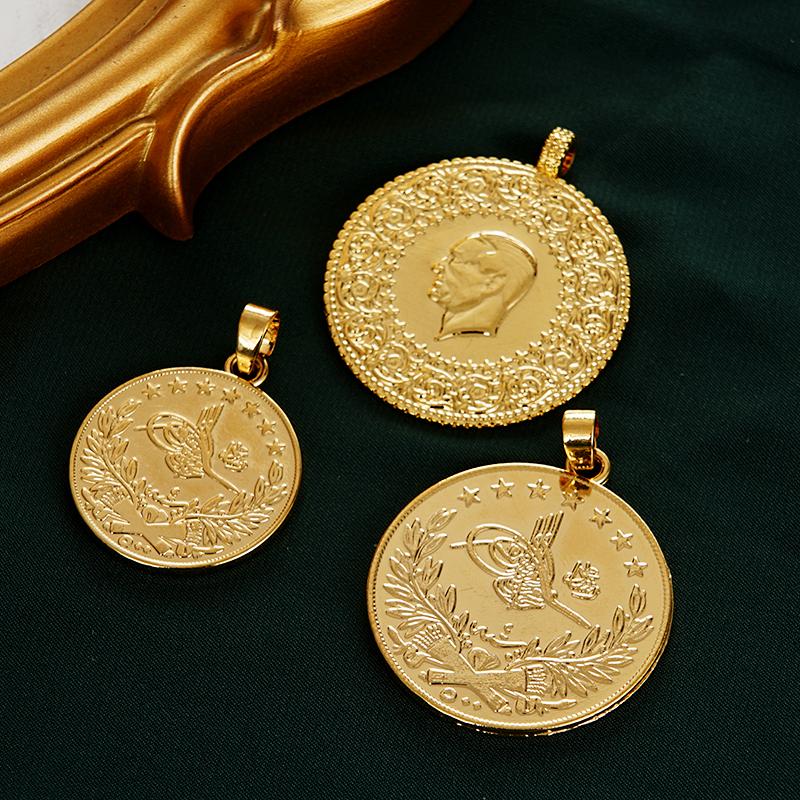 Ciondolo Moneta Turca Colore Oro Totem Arabo Collane Ciondoli Rame Regali Sposa Gioielli Matrimonio Etnici Musulmani Bijoux Donna