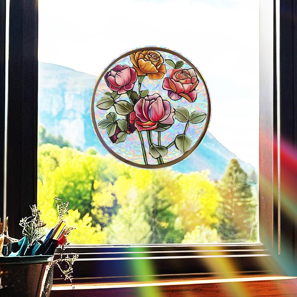 Wzór laserowy Okrągłe Szkło Różane Drzwi i Okno Tło Upiększanie i Dekoracja Naklejki na Okno