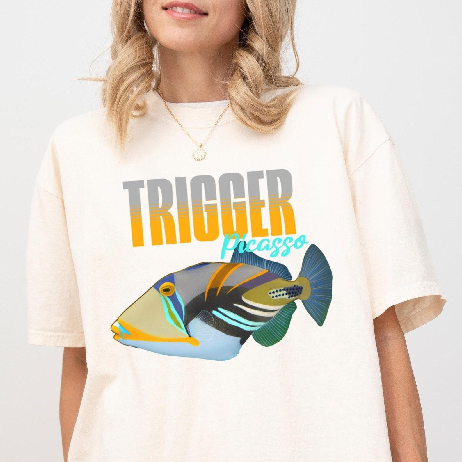 Trigger Fish Comfort Colors T-Shirt, Marine Life Ocean Tee 4XL