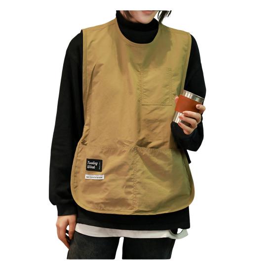 

Нейлоновый фартук, водонепроницаемый, устойчивый к пятнам, повседневный жилет, однотонный жилет без рукавов, рабочая одежда с карманами для кухни, рукоделие, живопись