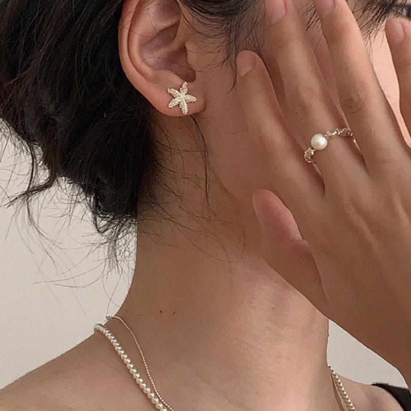 Inspired Fashionable Ins Pearl And Raw Stone Beaded Ring For Trendy Accessory Womens