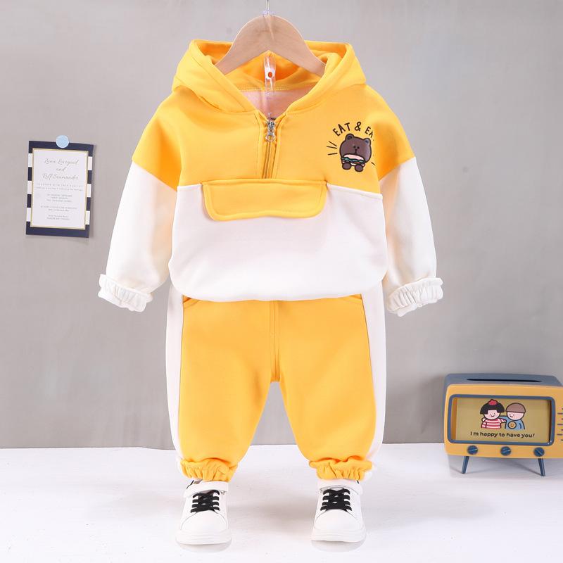 Winter Baby Kids Clothing Sets Cartoon Toddler Boys Girls Warm Hooded Coats Pants Suit Kids Thick Tracksuit Clothes Set