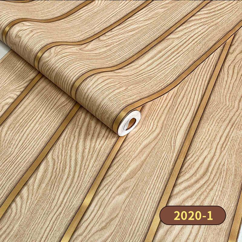 45cm*10m Selbstklebende PVC Wasserdicht Abziehen & Aufkleben 3D Gestreifte Paneele Holzmaserung Tapete Möbel Akzentwände & Heimrenovierungsdekor