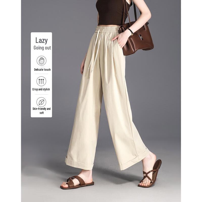 Demana Women s Rolled Hem Wide-Leg Casual Pants S