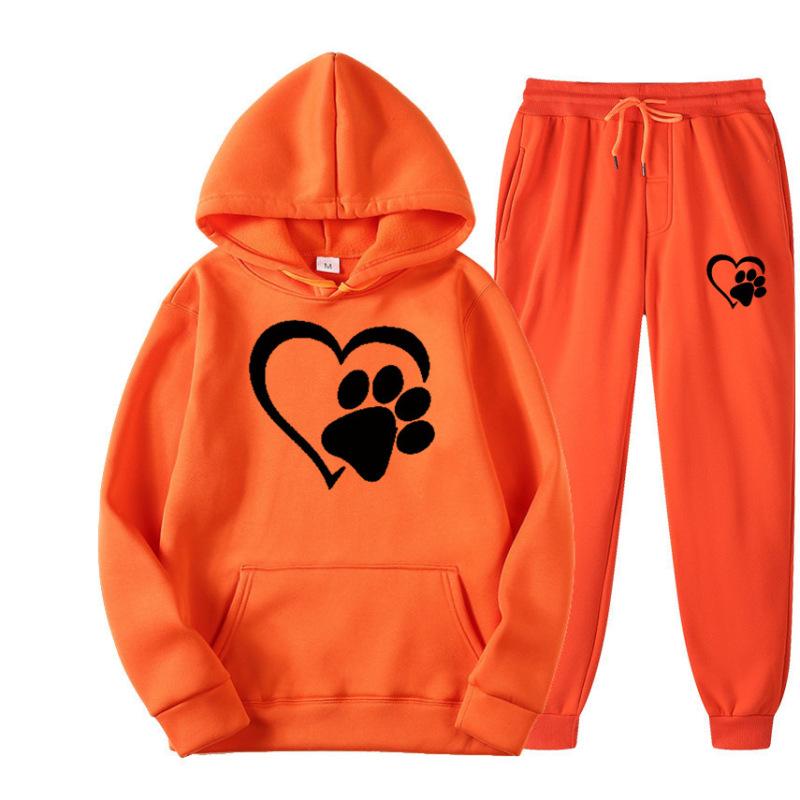 Conjuntos de sudaderas con capucha estampadas para hombres y mujeres de moda europea y americana, sudaderas con capucha de otoño e invierno, conjuntos deportivos, ropa deportiva informal para correr