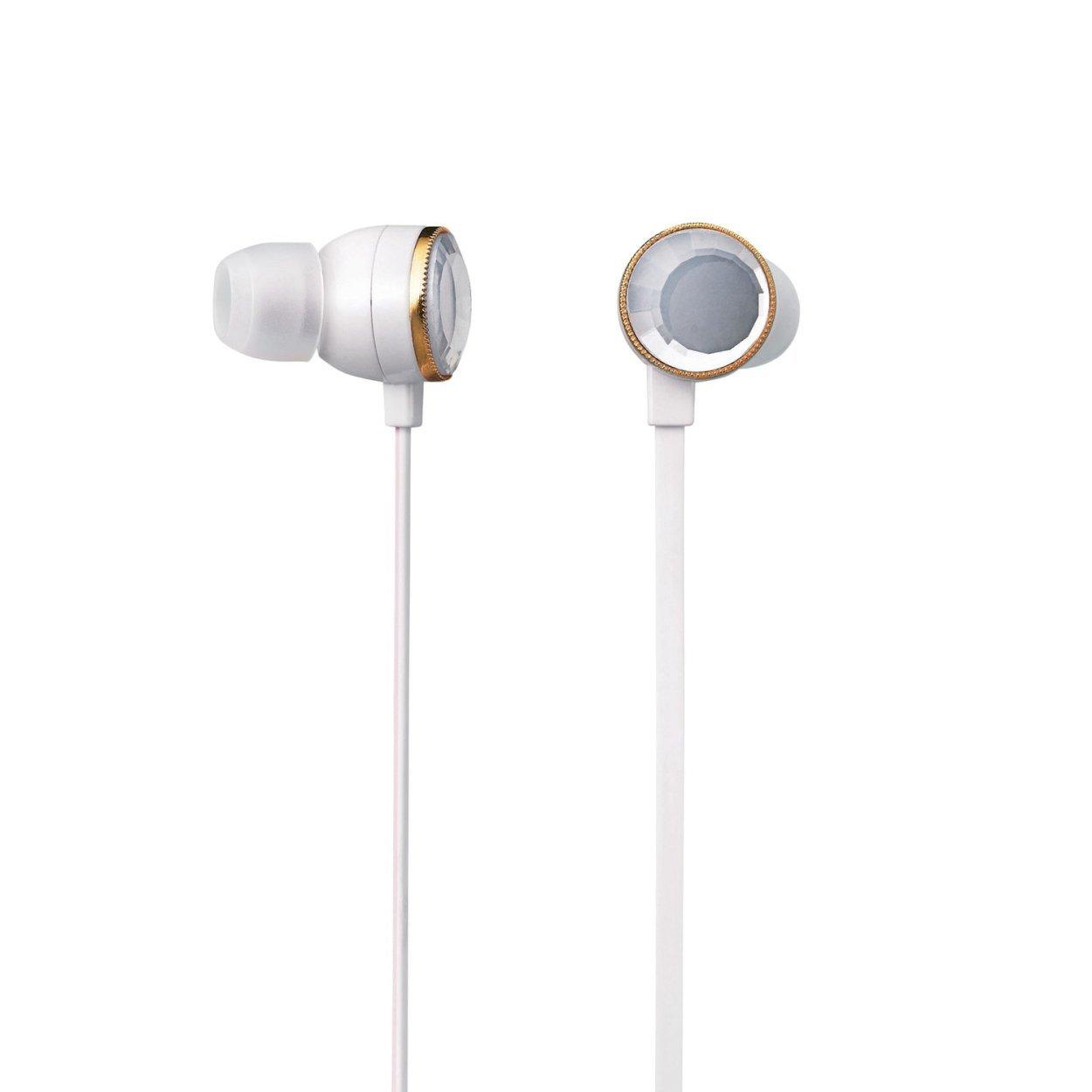 

ELECOM Stereo Earphones Flat Cable to Prevent Tangle Rhinestone Connector Charm “EAR DROPS Jewel White EHP-CAG3520WH