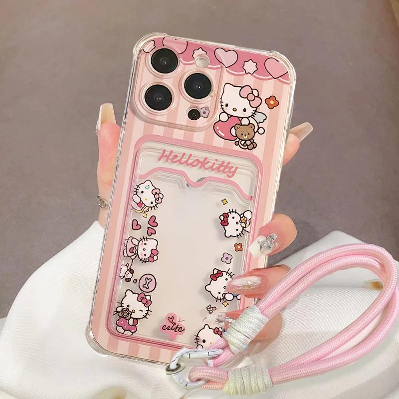 3D Bow Hello Kitty Strap Lanyard Case For Iphone 17 Pro Max 17 Air 16 15 14 12 13 11 Pro Max 16e 15 16 Plus 13 Mini Phone Casing