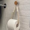 1PC Simple Hemp Rope Toilet Paper Holder, Bathroom Tissue Storage Rack, Non Perforated Hand Woven Wall Mounted Towel Rack