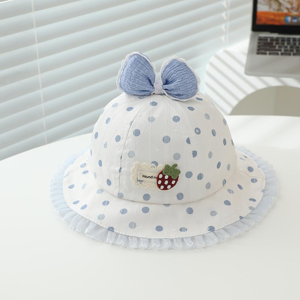 Baby Toddler Girl Fisherman Hat 50cm 1-3 Years  Spring Summer Thin Bow Sun Hat Princess Outdoor Cap UV Protection