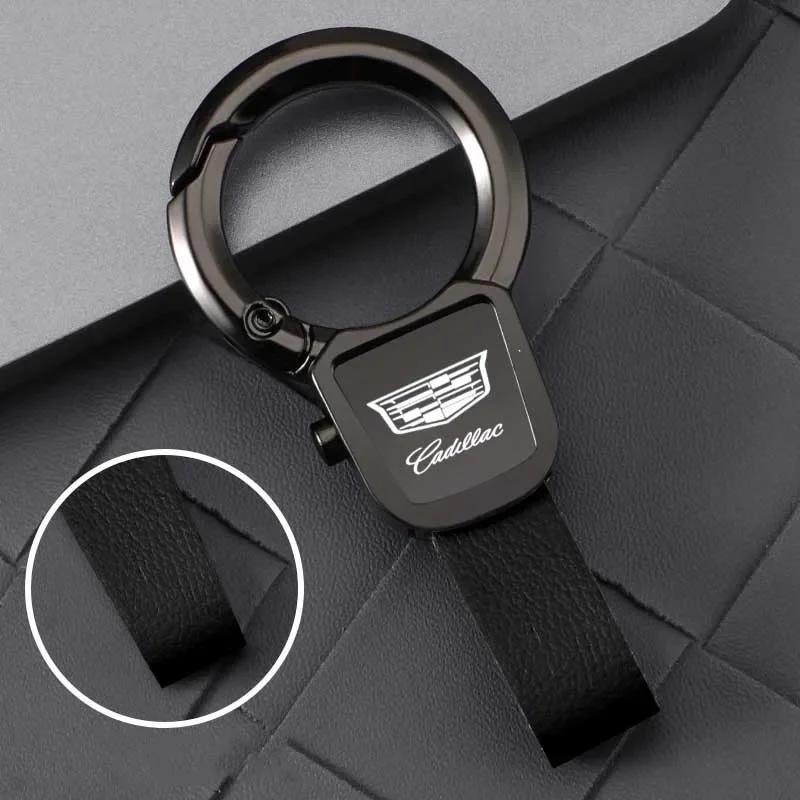 

Creative Metal Leather Car Keychain Keyring Holder for Cadillac ATS BLS CT4 CT5 CT6 CTS Escalade EXT SLS STS XLR XT4 XT5 XT6 XTS