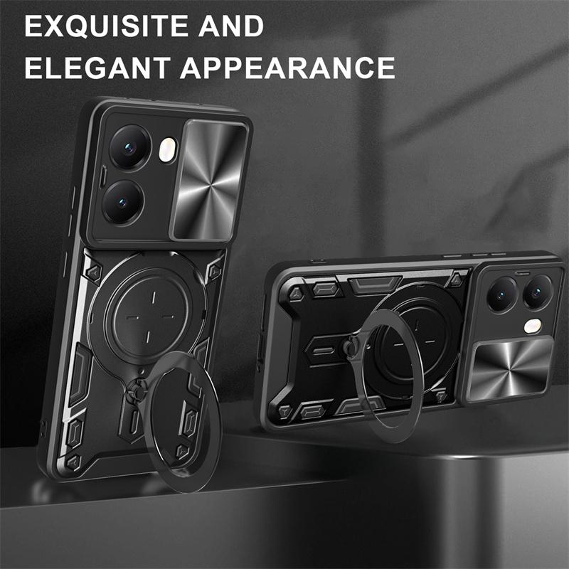 For Xiaomi Poco X7 Pro Case Armor Magnetic Ring Holder Slide Lens Shockproof Cover for PocoX7 Pro Poko Pocco Little X7Pro Funda