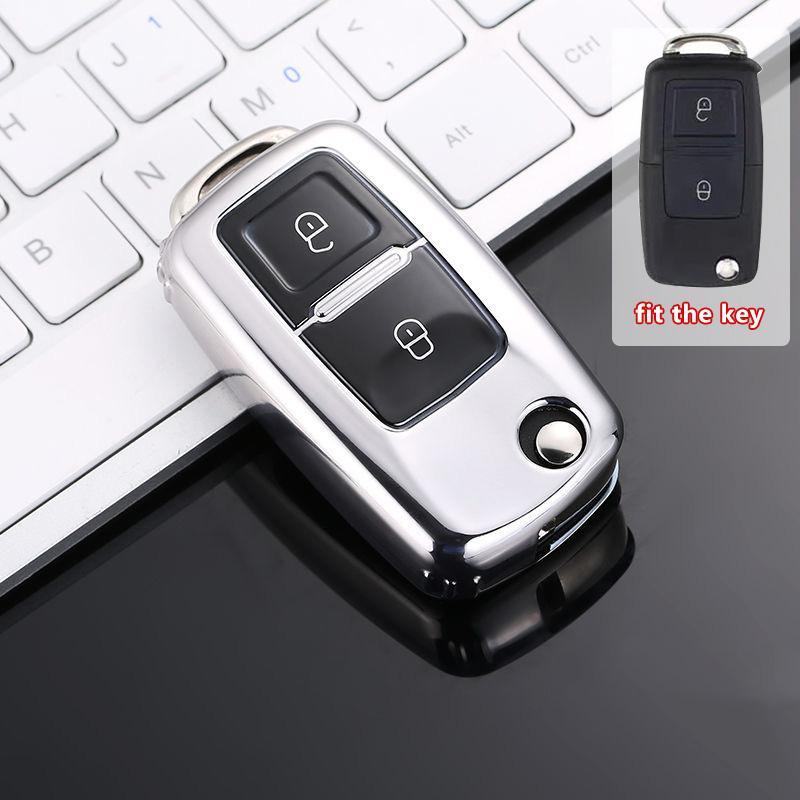 2 Button Car Key Case Cover Shell Fob For Vw Volkswagen Mk4 Bora Golf 4 5 6 Jetta Passat Polo Bora Touran Skoda Seat Accessories