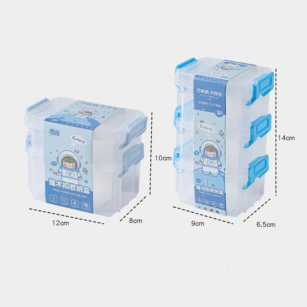 Multi-Function Multilayer Mini Storage Box Plastic Magic Buckle Jewelry Storage Case Transparent Small Stationery Holder Kitchen