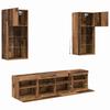 Wall Mounted TV Unit with LED Lighting 5 pcs Reclaimed Wood Look 40.5 x 30 x 90 cm