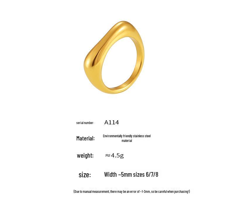 Qiong Yao 18K Gold Plated Twisted Pattern Stainless Steel Ring