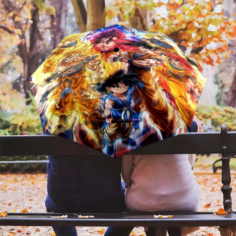1 PC Automatic Folding Umbrella - Dragon Ball Super Pattern Portable Foldable Design With 8 Ribs Christmas Birthday Gifts