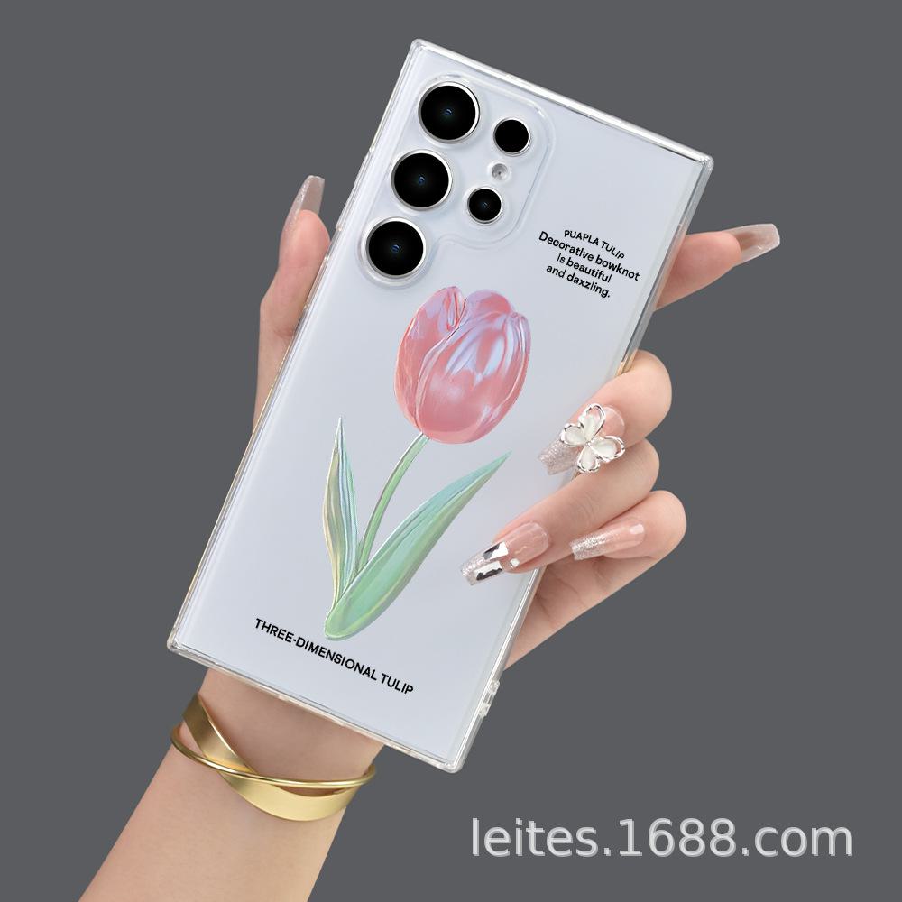 

Чехол для мобильного телефона Samsung S23A55 с рисунком в виде тюльпана, универсальным объективом, защитным покрытием от падений, мягкой оболочкой. Samsung S23 прозрачный