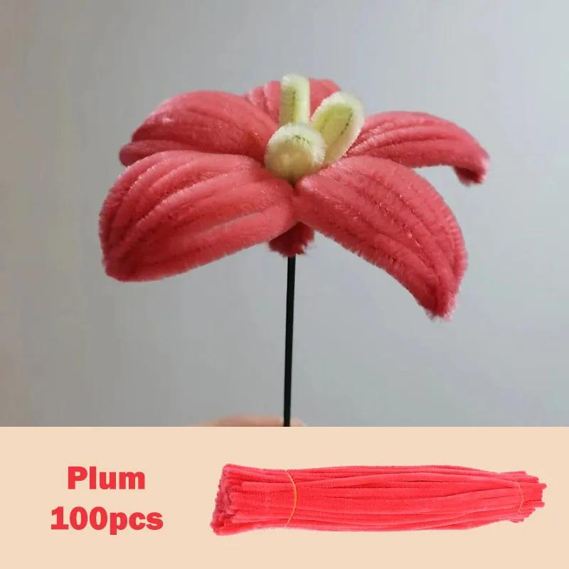 100Pcs Colorful Chenille Stems Pipe Cleaners Plush Tinsel Stem Wired Twist Sticks Hair Strip Diy Craft Educational Toys Handmade