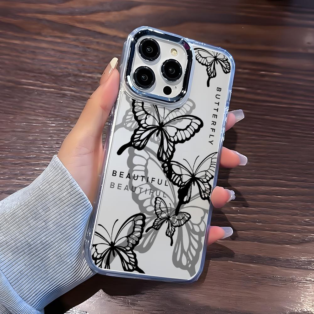 Fashion Butterfly Phone Case for Apple iPhone 17 Air 16 16e 15 14 13 12 11 Pro Max X Xs XR 8 Plus Luxury Clear Cover