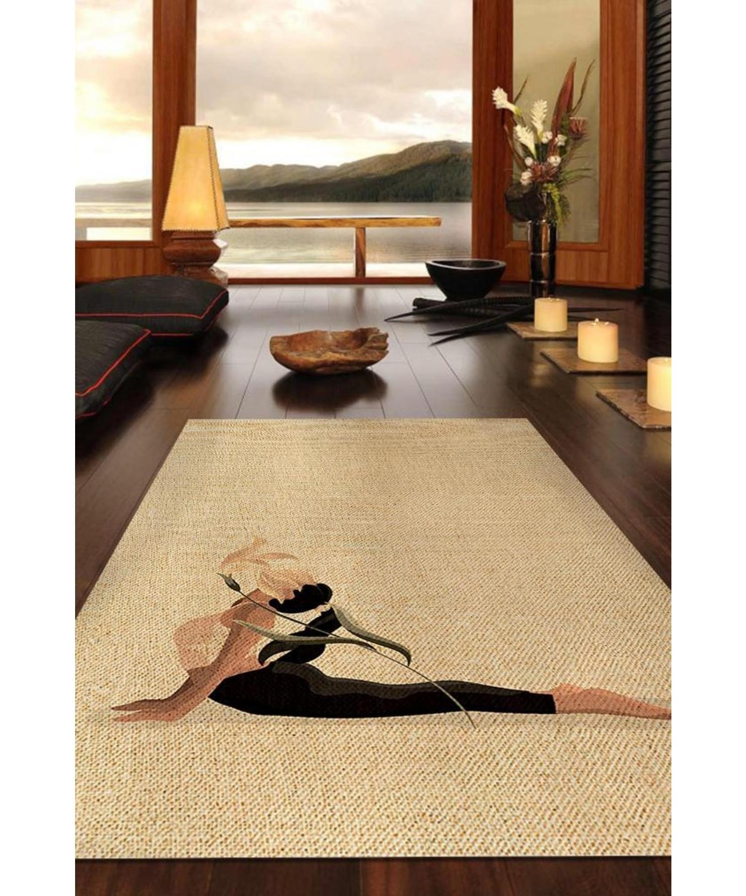 

Pilates Cotton Woven Based Washable Non-Slip Decorative Carpet