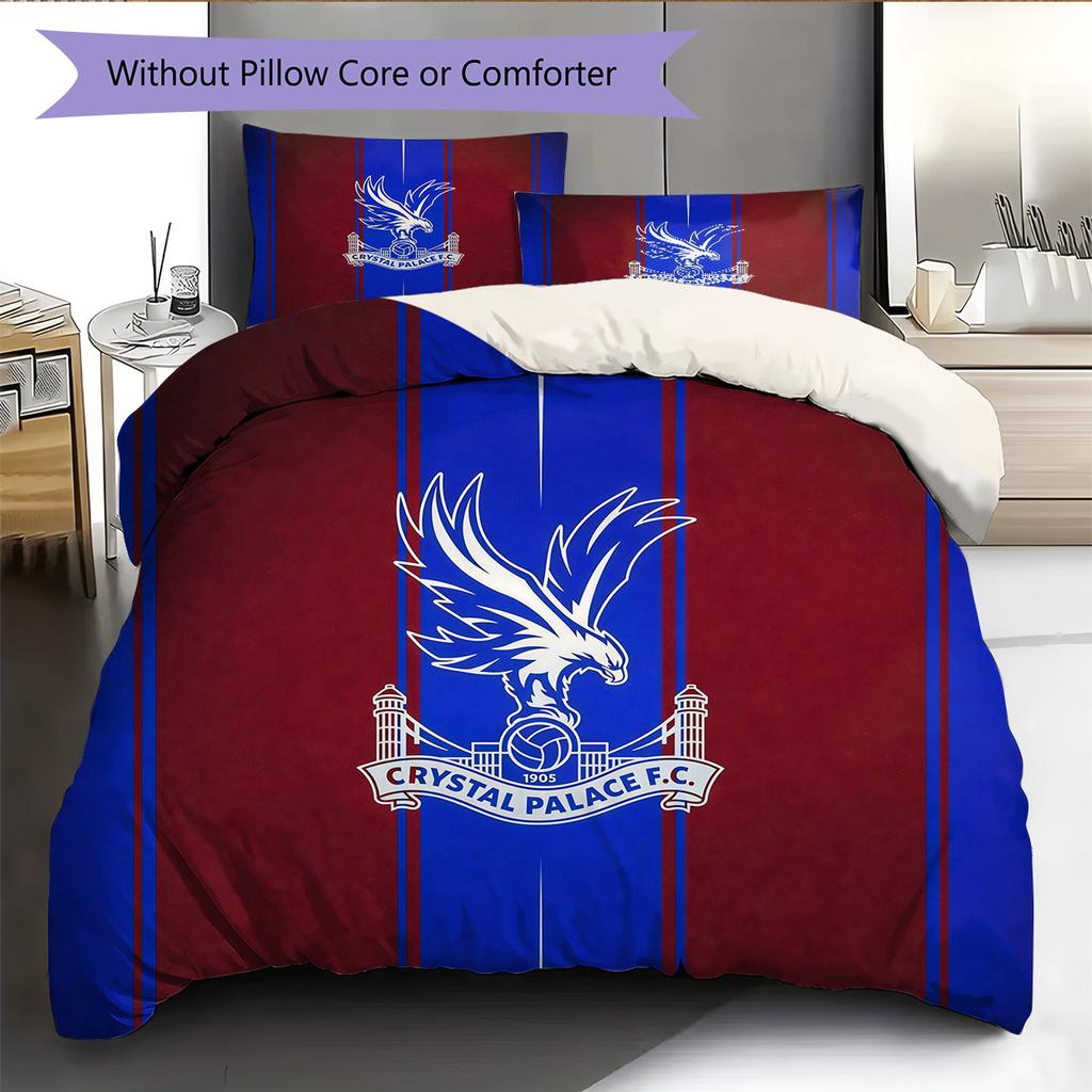 Crystal Palace F.C Pattern Bedding Quilt Set Home Decoration Gift (1 * duvet cover + 2 * pillowcase without core).xwn