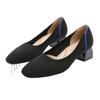 High Heel Square Head Single Shoes Women's Medium Heel Flying Weaving Leopard Print Women's Coarse Heel Comfortable Weaving High Heels