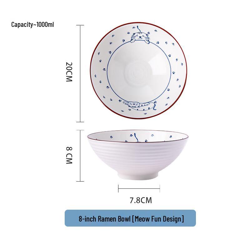 

Ruhan Cute Japanese Ceramic Ramen Bowls (Set of 2)