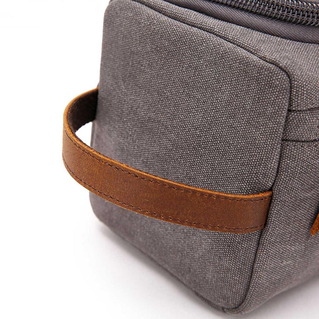 Personalized Toiletry Bag For Men, La-ser Engraved Canvas Shaving Kit Toiletry Bag Leather Canvas Kit For Travel, Gift For Him, Groomsmen Gifts