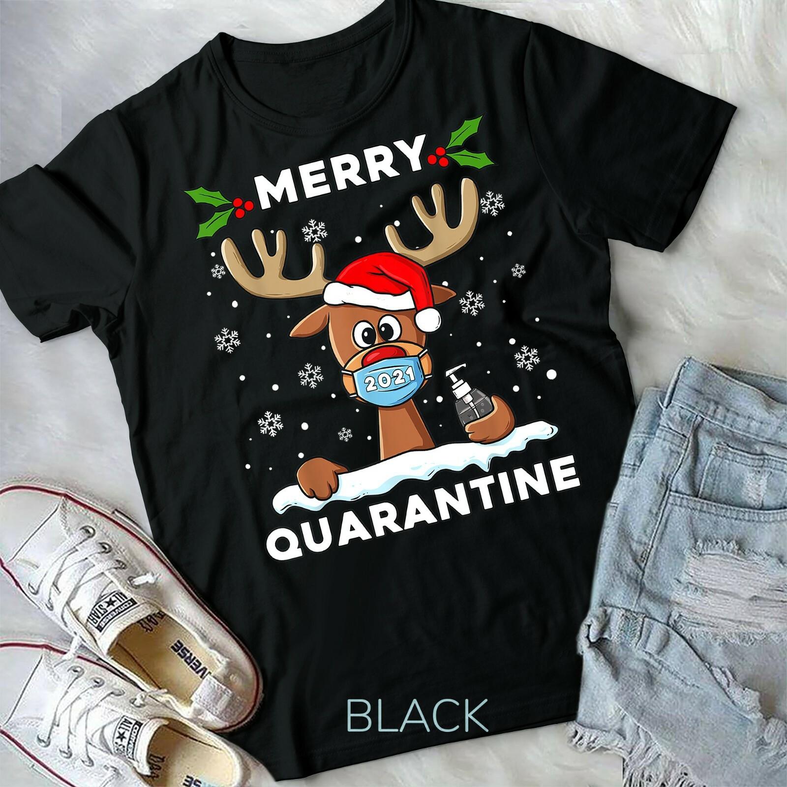 Reindeer Merry Christmas 2021 Funny Xmas Unisex Form T-shirt S