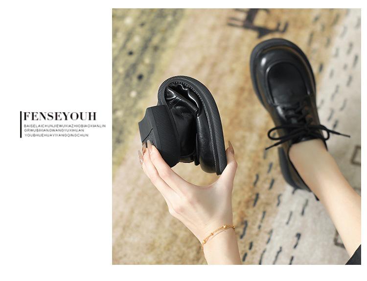 Women's Genuine Leather Lace-up Loafers - Spring/Summer 2024 Slip-on Flats with Soft Sole