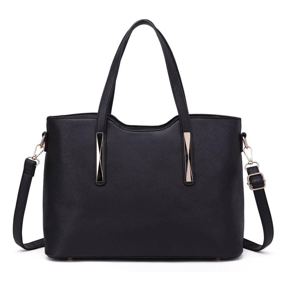 (Black) Miss Lulu Women's Shoulder Bag & Mini Pouch
